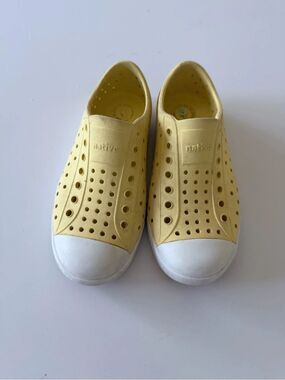 Native Kids Slip-On Water Shoes in Yellow with White Toe